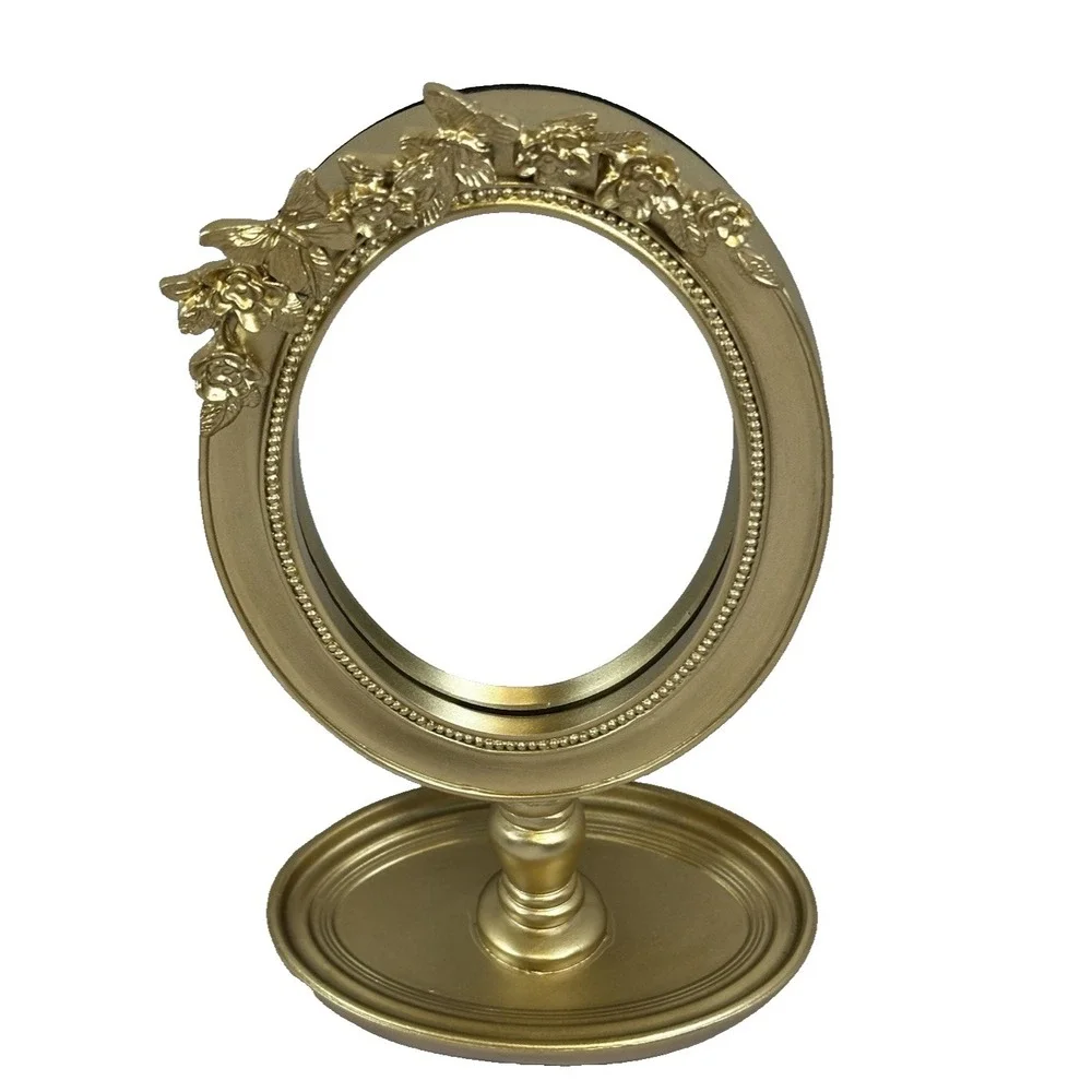 Vintage Style Gold Butterfly Floral Oval Vanity Mirror Tabletop Decor